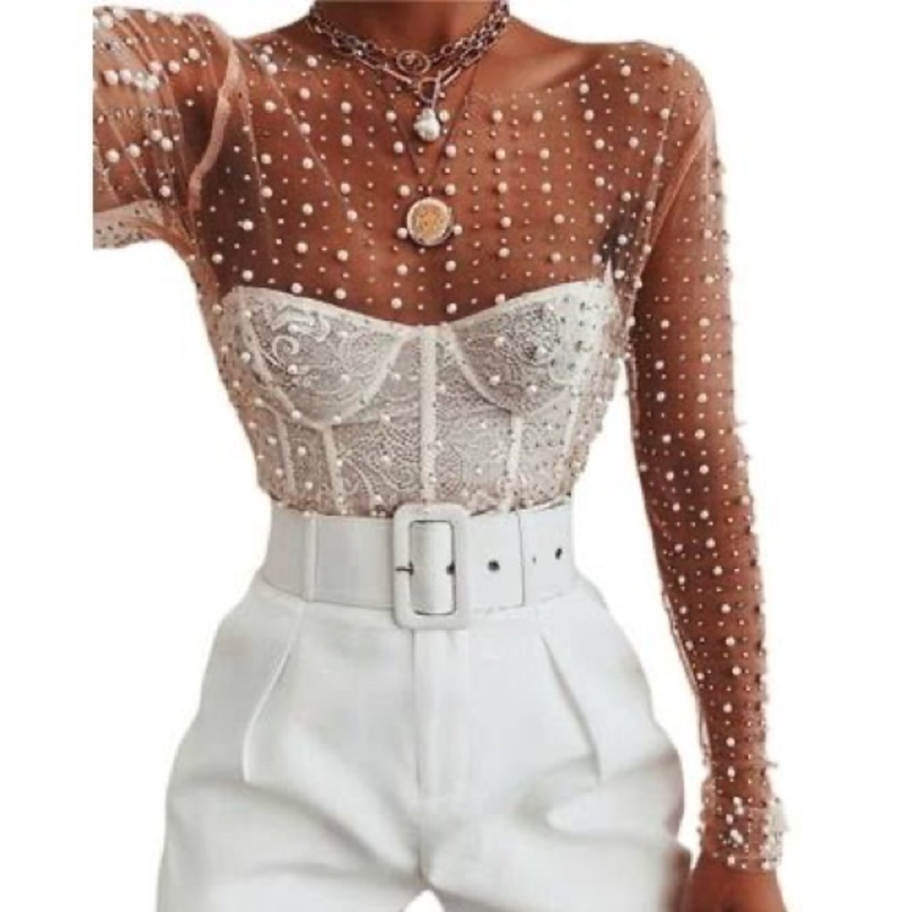 SHOP KULTIVATE Pearl sheer top
